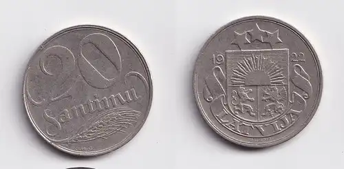 20 Santimi Nickel Münze Lettland 1922 (156476)