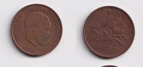 5 Centimos Kupfer Münze Mosambik Moçambique 1975 (157451)