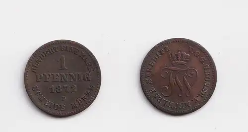 1 Pfennig Kupfer Münze Mecklenburg Schwerin 1872 B f.vz (145497)