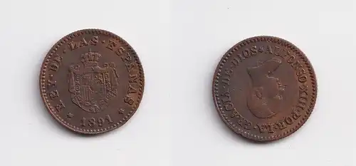 Jeton Kupfer Münze Spanien Alfonso XII 1891 vz (149353)