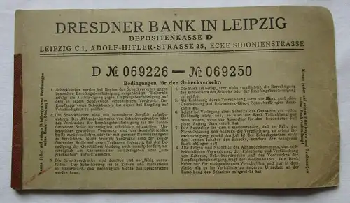 Scheckbuch Dresdner Bank in Leipzig 1938 Depositenkasse D (163751)