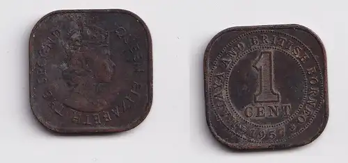 1 Cents Bronze Münze Malaya and British North Borneo 1957 Elisabeth II. (157620)