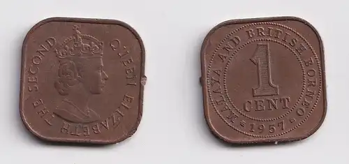 1 Cents Bronze Münze Malaya and British North Borneo 1957 Elisabeth II. (155531)