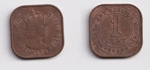 1 Cents Bronze Münze Malaya and British North Borneo 1957 Elisabeth II. (151431)