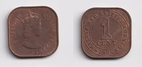 1 Cents Bronze Münze Malaya and British North Borneo 1958 Elisabeth II. (159027)