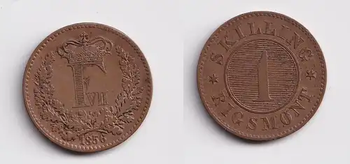 1 Skilling Rigsmont Kupfer Münze Dänemark 1856 (158962)