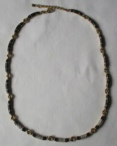 charmante Damen Halskette mit Schmucksteinen und schwarzen Elementen (163760)