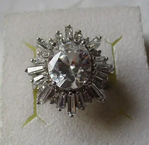 eleganter 925er Sterling Silber Ring mit farblosen Schmucksteinen (163750)