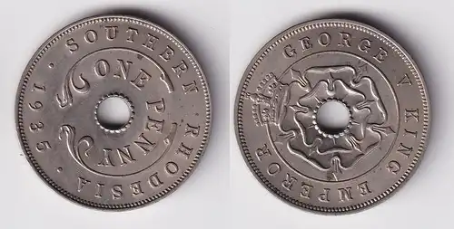 1 Penny Kupfer Nickel Münze South Rhodesia Süd Rhodesien 1935 UNC (154962)