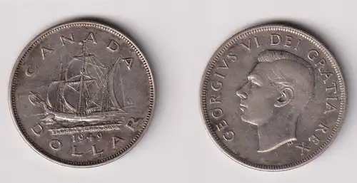 1 Dollar Silber Münze Kanada Canada Schiff 1949 ss/vz (155289)