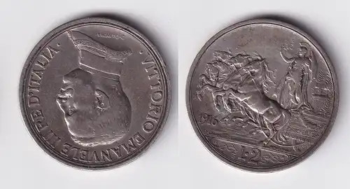 2 Lire Silber Münze Italien 1916 Quadriga f.vz (159780)