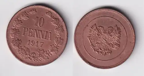 10 Penniä Kupfer Münze Finnland 1917 vz/Stgl. (155228)