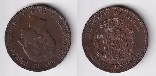 5 Centimos Kupfer Münze Spanien 1868 (134864)