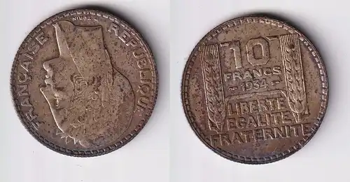 10 Francs Silber Münze Frankreich 1934 ss (155214)