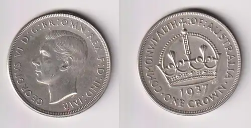 1 Crown Silbermünze Australien 1937 Georg VI. vz. (155316)