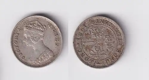 10 Cents Münze Silber Hongkong 1901 Queen Victoria ss+ (157483)