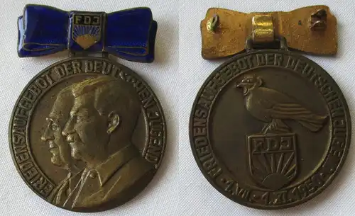 DDR Medaille Friedensaufgebot der Deutschen Jugend FDJ 1950 (114438)