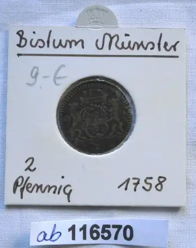 2 Pfennig Kupfer Münze Stadt Münster 1758 (116570)