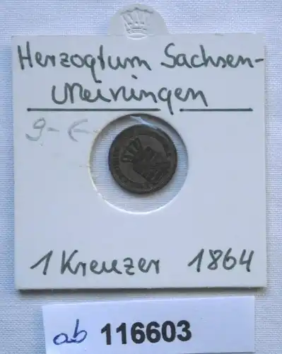 1 Kreuzer Silber Münze Sachsen Meiningen Bernhard Erich Freund 1864 (116603)