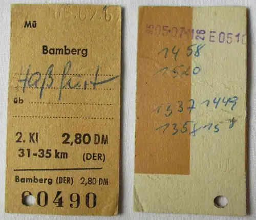 Fahrkarte Personenzug Bamberg Haßfurt 06.07.1967 (143441)