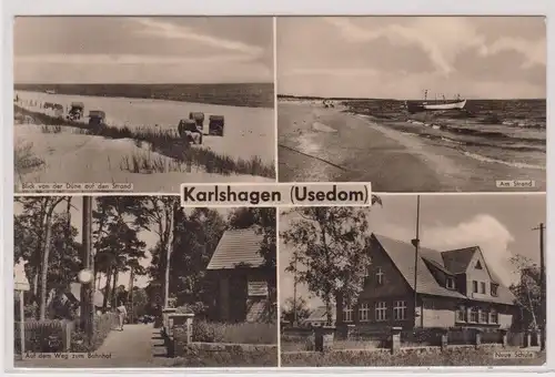 903747 Mehrbild Ak Karlshagen Usedom - Weg z. Bahnhof, Strand, Neue Schule 1962