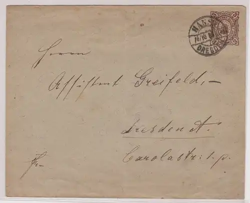 903889 Privatpost Ganzsachen Brief Privat Brief Verkehr "Hansa" Dresden 1889