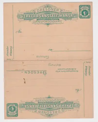 87569 Anwort Ganzsachen Postkarte Dresdner Verkehrs-Anstalt Hansa Dresden