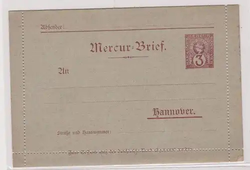 65529 Ganzsachen Mercur Brief Privat Briefbeförderung Hannover 3 Pfennig vor1900