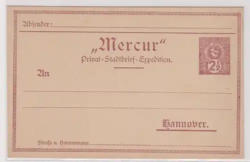 55304 Ganzsachen Mercur Karte Privat Briefbeförderung Hannover 2 1/2 Pf. vor1900