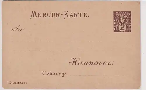 42379 Ganzsachen Mercur Karte Privat Briefbeförderung Hannover 2 Pfennig vor1900