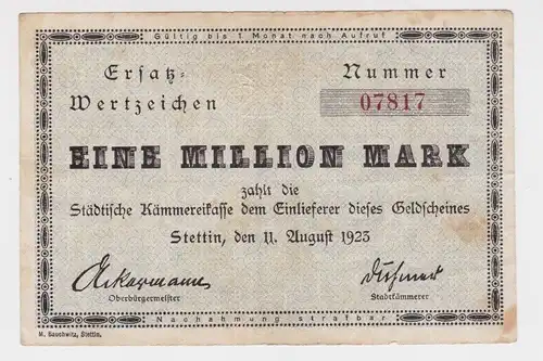 1 Million Mark Banknote städt.Kämmereikasse Stettin 11.08.1923 (164241)