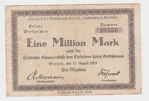 1 Million Mark Banknote städt.Kämmereikasse Stettin 11.08.1923 (164321)