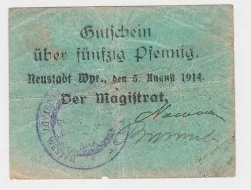 50 Pfennig Banknoten Neustadt in Westpreußen Wejherowo 5.8.1914 (164298)