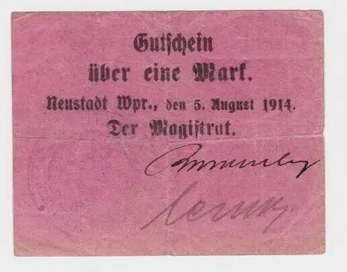 1 Mark Banknoten Neustadt in Westpreußen Wejherowo 5.8.1914 (163855)