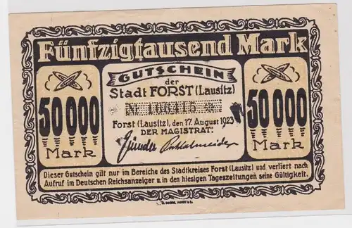 50000 Mark Banknote Inflation Stadt Forst 17.August 1923 (163811)