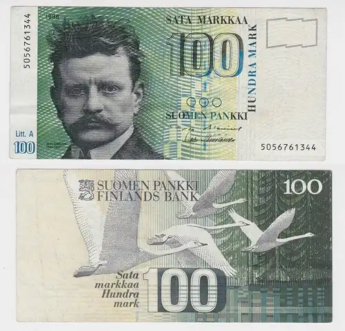 100 Markkaa Banknote Finnland (1986) Pick 119 fast UNC(163987)