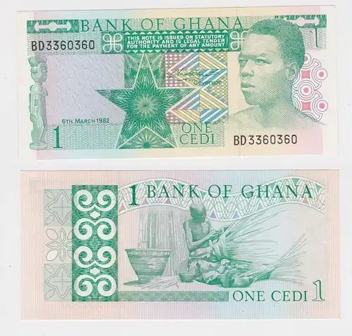 1 Cedis Banknote Bank of Ghana 6.3.1982 Pick 17 kassenfrisch (163770)