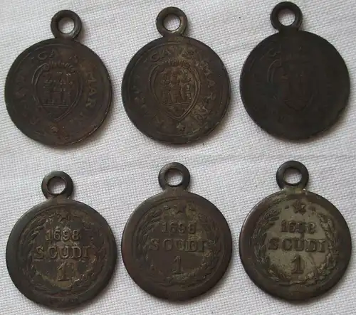 3x Souvenir Wertmarke 1 Scudi 1698 Respublica San Marini (San Marino) (164117)