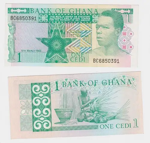 1 Cedis Banknote Bank of Ghana 6.3.1982 Pick 17 kassenfrisch (163797)