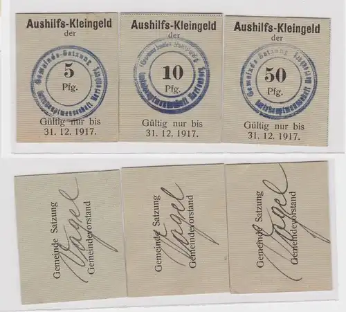 5,10 & 50 Pfennig Banknoten Notgeld Gemeinde Satzung 31.12.1917 (1638011)