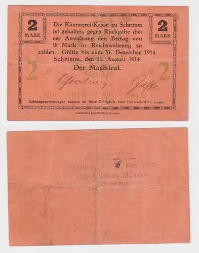2 Mark Banknote Stadt Schrimm Śrem bei Posen 11.August 1918 (163820)