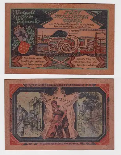 5 Millionen Mark Leder Banknote Gemeinde Pössneck 11.08.1923 (163861)