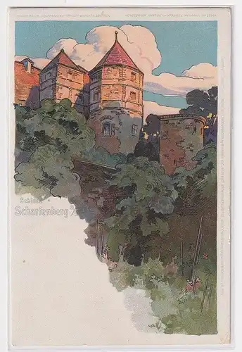 62962 Ak Schloss Scharfenberg a.E. Chromolithografischer Kunstdruck um 1900