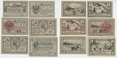 6x 20, 40, 60 und 75 Heller Banknote Igls in Tirol (131758)