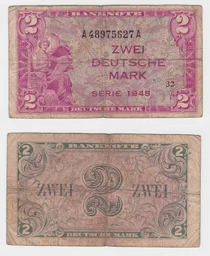 2 Mark Banknoten Bank Deutscher Länder 1948 (133429)
