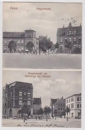 62610 Mehrbild Ak Peine Hagenmarkt mit Herberge zur Heimat 1908