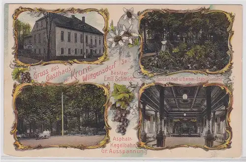903073 Ak Gruß aus dem Gasthaus zur Krone Wittgensdorf in Sachsen 1908