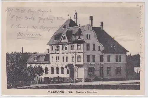 67264 Feldpost Ak Meerane in Sachsen Gasthaus Alberthain 1917