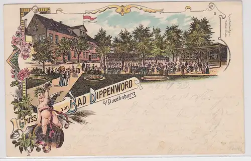 56889 Ak Lithographie Gruß vom Bad Dippenword bei Quedlinburg 1899