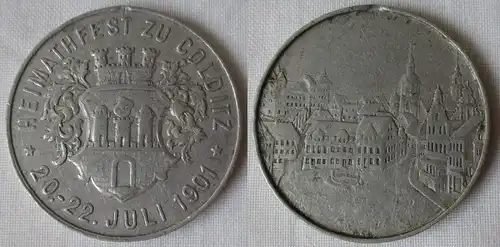 Aluminium Medaille Heimathfest zu Colditz 20.-22. Juli 1901 (164089)
